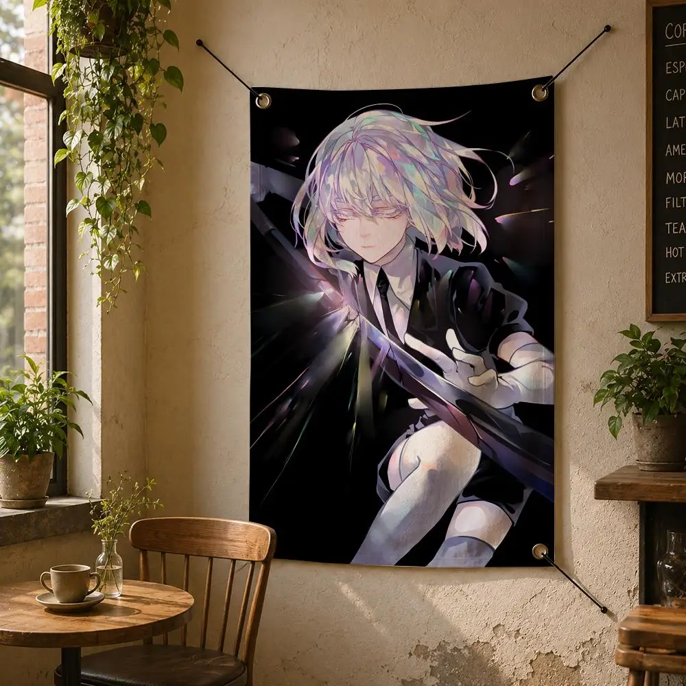Anime L-Land of the Lustrous Flags Flag Banner Wall Hanging for Bedroom Dorm Room Home Bar Party Indoor Outdoor Wall Decor
