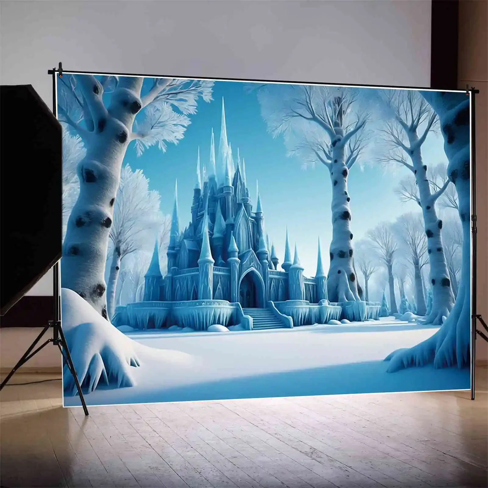 Girls Frozen Birthday Party Decoration Backdrop Princess Castle Blue Curtain Photozone Background Personalized Photography Props