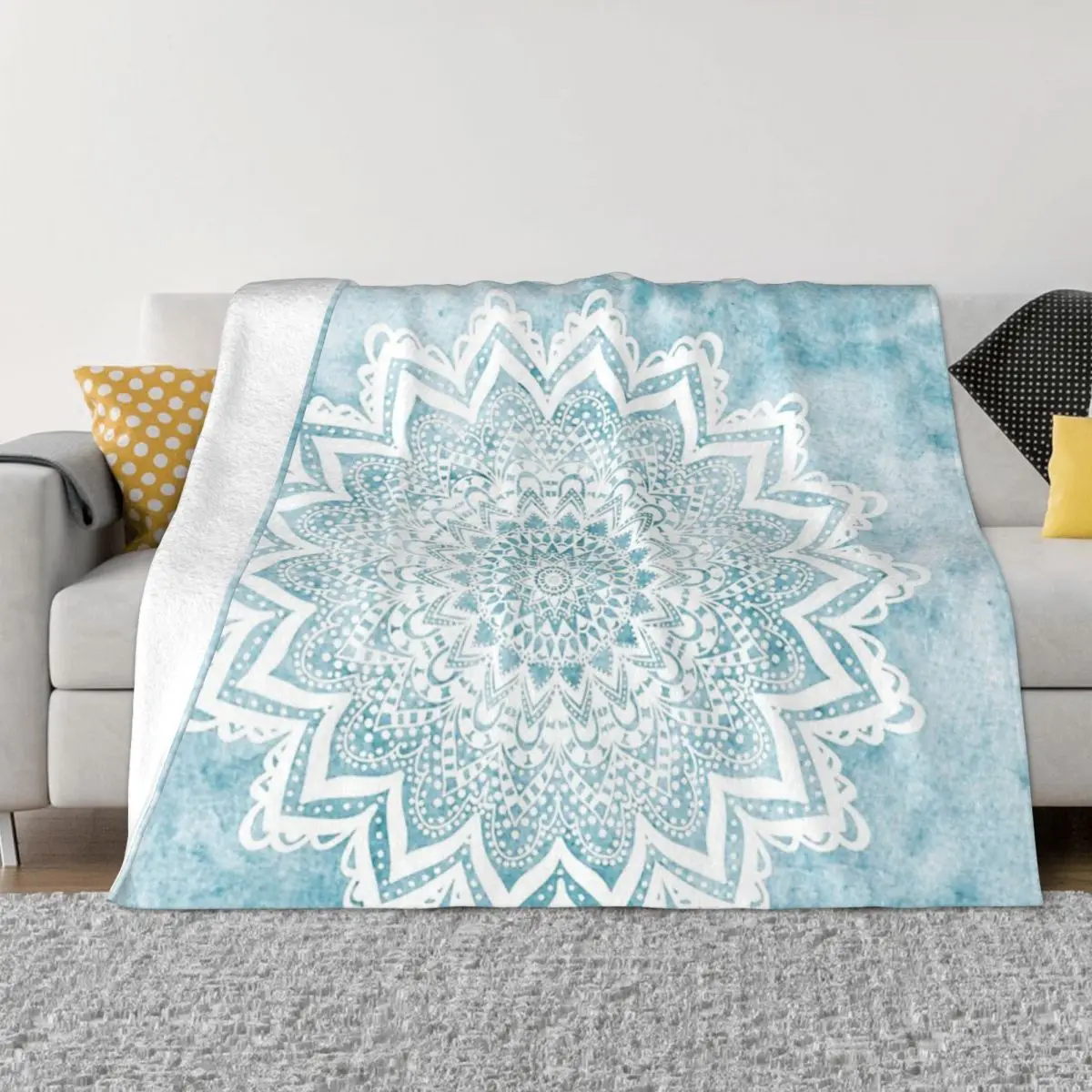 

Mandala Savanah Light Blue Quilt Knee Blanket Couple Blankets Custom Blanket Personalized Throw Blanket