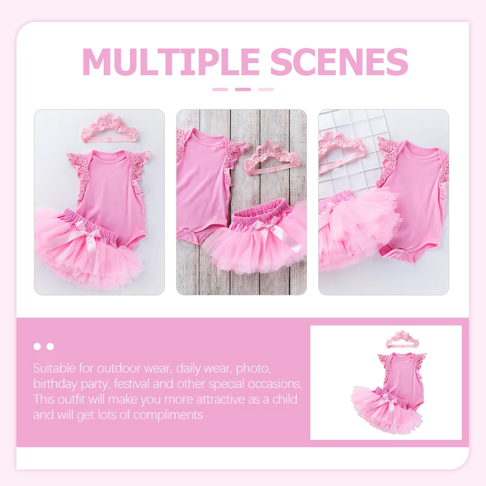

1 Set Baby Girls Princess Dress Tulle Skirt Headband Newborn Clothes Comfortable Breathable Party Photo Props Birthday Beach