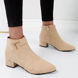 High Heels Fashion Short Breathable Chunky Retro Zipper Thermal Shoes Women'S Boots Women'S Boots Womens Boots