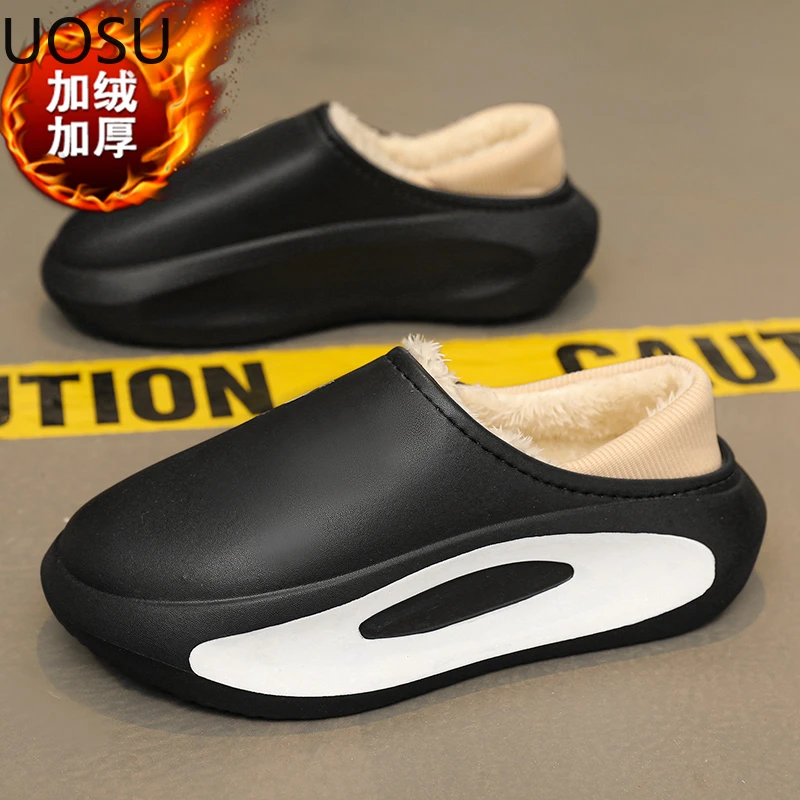 Couple Slipper Home Cotton Shoes Thickening Slip-on Classic Hard-wearing UOSU Thick Bottom Fashion Home Cotton Shoes New Style