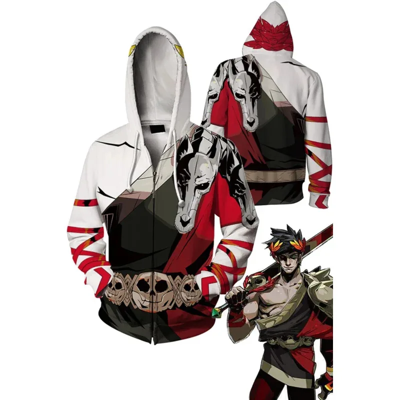 Zagreus Cosplay Sudadera con capucha hombres disfraz Anime juego Hades Roleplay fantasía H95X7CW0 Casual hombre Halloween carnaval tela disfraz papel