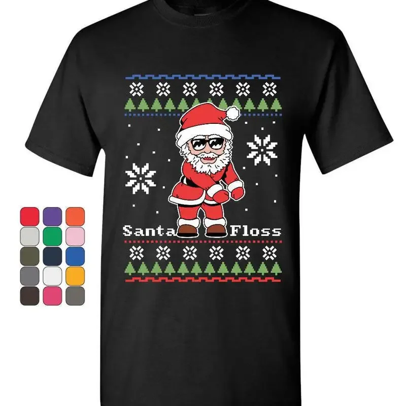 Santa Flossing Ugly Sweater T Shirt Merry Christmas Floss Xmas Mens