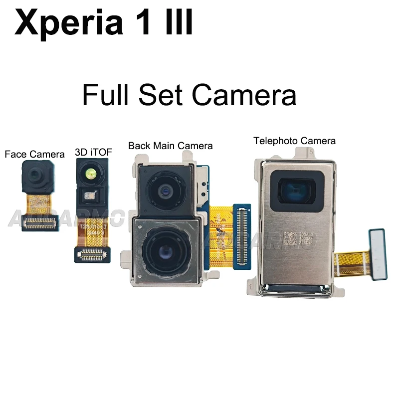 Aocarmo Pour Sony Xperia 1 III / X1iii MARK3 XQ-BC52 BC62 BC72 Avant Arrière Principal Large Téléobjectif Caméra Tech 3D iToF Flex Câble