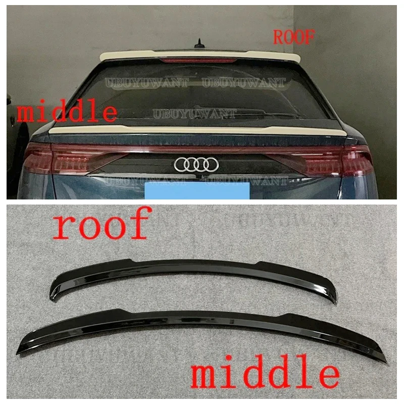 

ABS Plastic Gloss Black Car Tail Trunk Wing Universal Spoiler Rear Roof Lip Spoiler For Audi Q8 S-Line 18+ Rear Wing Extension
