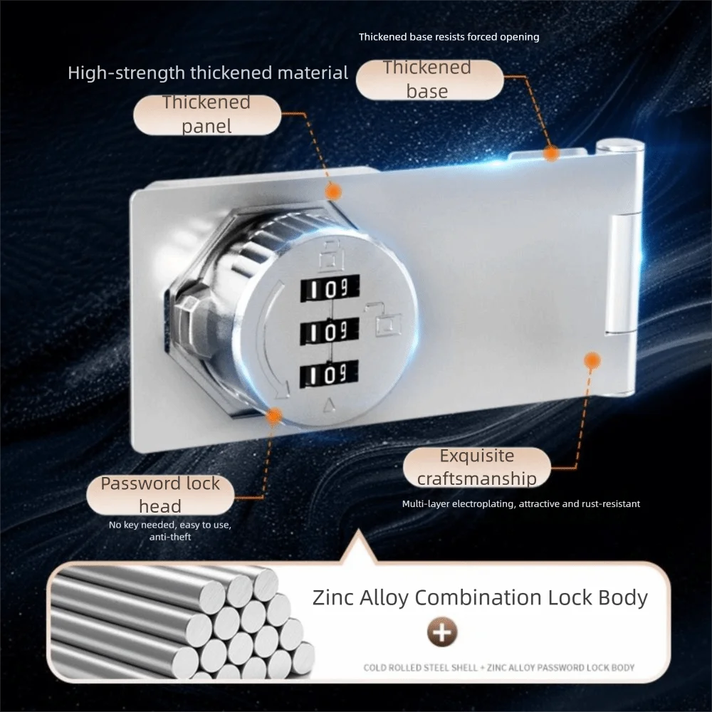 

3 Digit Cabinet Door Combination Lock Double-Opening Keyless Security Lock High Security Easy Installation Drawer Lock