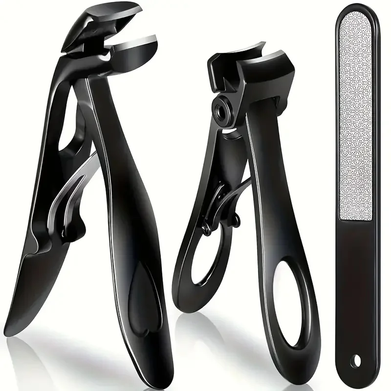 3pcs Nail Clippers for Men for Thick Toenails, Large Heavy Duty Toenail Clippers for Seniors with Wide Jaw Opening, Sharp Anti S