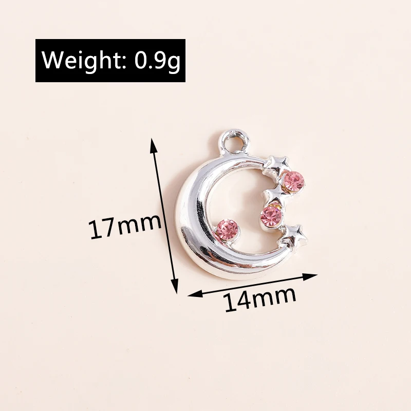 Leslie 10 Stück exquisite Kristall-Stern-Mond-Charms für baumelnde Ohrringe, Armbänder, Halsketten, Anhänger, Schmuck, DIY-Handwerk – Detail 7