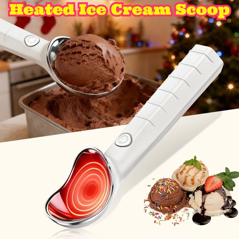 

‌Heated Ice Cream Scoop Stainless Steel Rechargeable Nonstick Anti Freeze Self-Warming Scooper Hard Ice Cream Dessert Serving