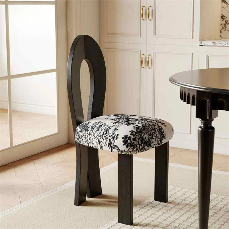 

Customizable French retro dining mermaid chair makeup back medieval household ash wood solid wood chair