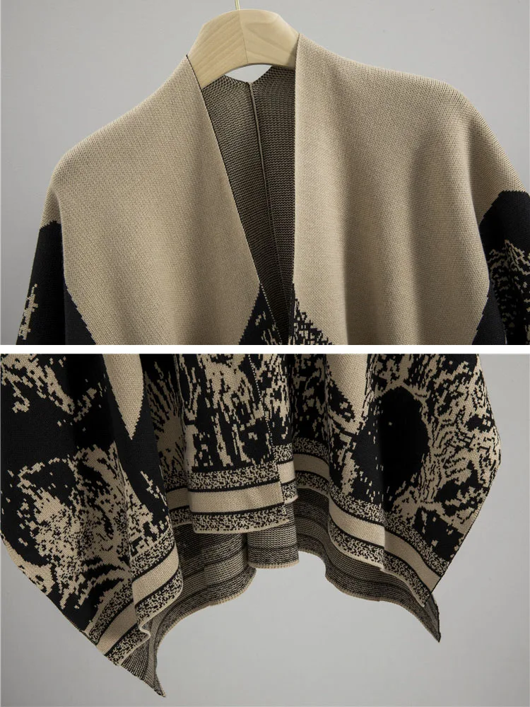 여성 캐주얼 니트 3 피스 세트 한국어 하프 터틀넥 스웨터 탑 프린트 숄 Conjuntos 하이 웨이스트 스트레이트 팬츠 복장 New