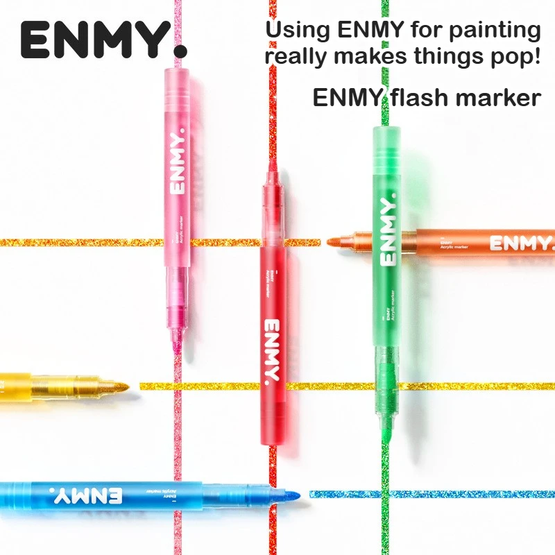

ENMY 12-цветные супер блестящие цветные маркеры со световым клапаном и блестками с большими частицами, художественные офисные школьные принадлежности, канцелярские принадлежности