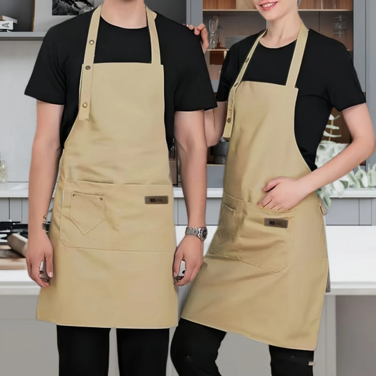 Nowa moda Fartuchy kuchenne dla kobiet Mężczyźni Fartuch roboczy szefa kuchni do grilla Restauracja Bar Sklep Kawiarnie Piękno Paznokcie Studia Uniform