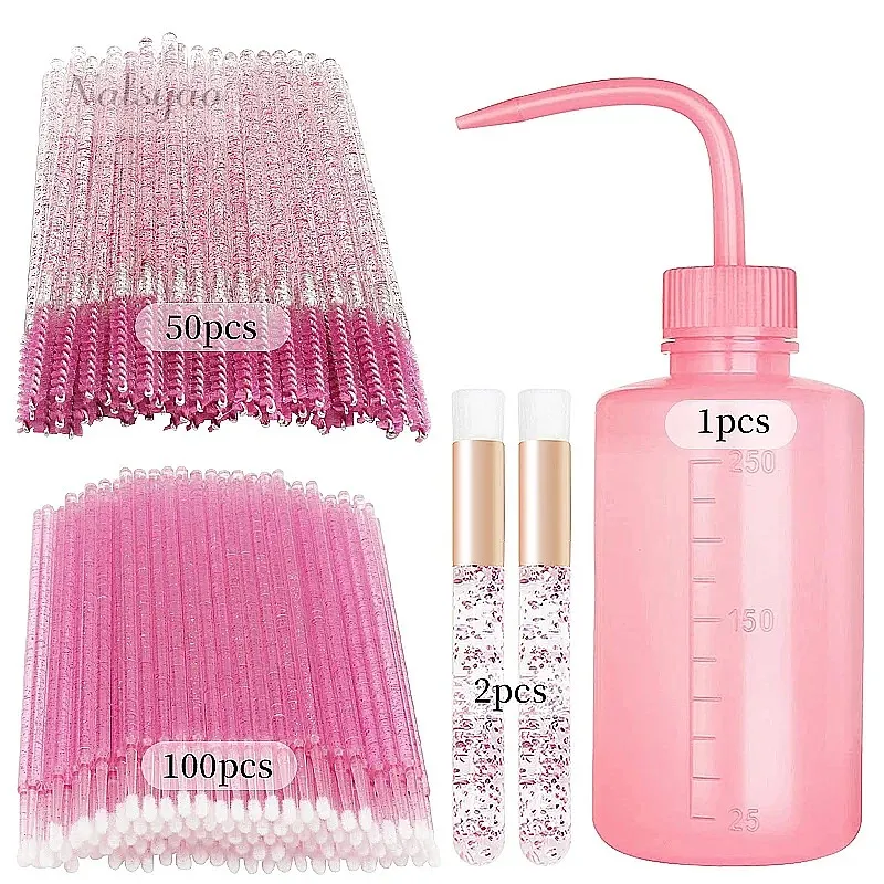 153pcs Eyelash Extension Kit with Clean Brush 250ml Blow Wash Bottle Lash Lifting Microbrush Makeup Tools Set