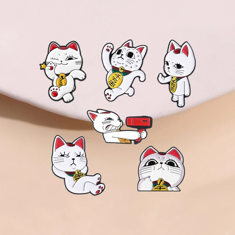 2-5pcs/set Cartoon Cat Enamel Pins Happiness Potion Kitty Elf Certified Cat Lady Kawaii Animal Brooches Lapel Badge Jewelry Gift