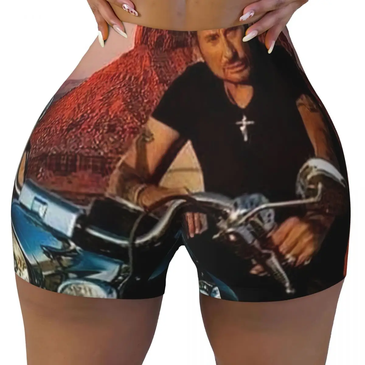 

Женские мотоциклетные шорты Johnny Hallyday для тренировок, йоги, французские рок-певицы, спортивные шорты для бега, волейбола