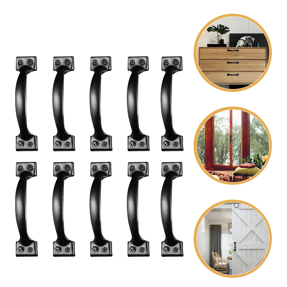 Door Handle Handles Pull Knobs Cabinet Drawer Pulls Barn Cupboard Knob Dresser Sliding Black Metal Iron Furniture