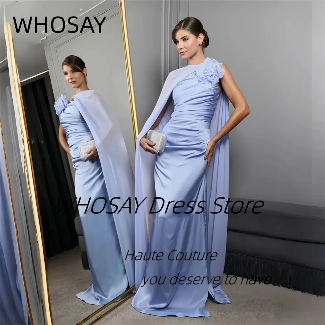 

WHOSAY Современные платья для выпускного вечера на одно плечо с длинными шалями с цветочным принтом Vestidos De Fiesta Длинные вечерние платья с рюшами по индивидуальному заказу
