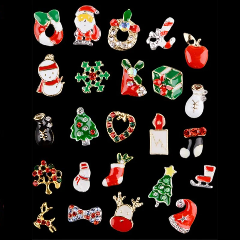 1Box Christmas Tree Snowflake Luxury Nail Art Rhinestones Metal 3D Nail Art Accessories Stones For DIY Nail Decorations Supplies