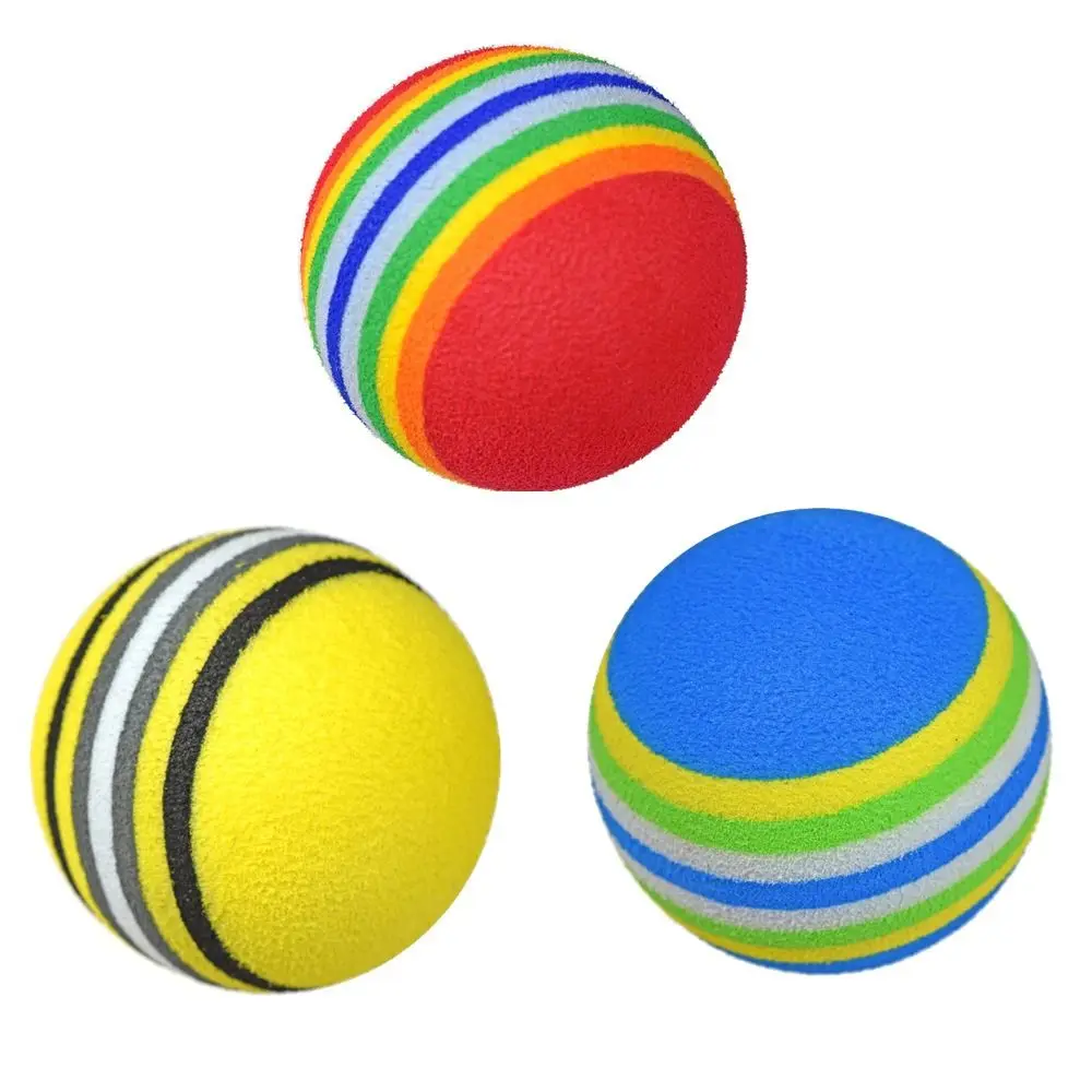 Hot Sale EVA Sponge Ball Rainbow Yellow Blue Interactive Chewing Rattle Golf Training Balls Indoor Play Toys Pet Supplies