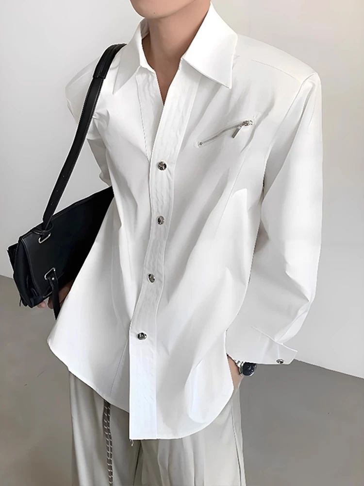 Csa Cleanfit Blanca con Hombreras para Hombre, Diseño Hoado de Alta Gama para Otoño, Cuello Alto, Corte Entallado, Estil...