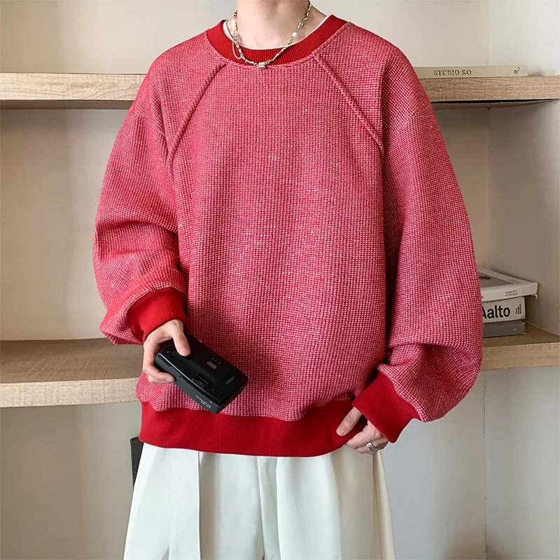 الرجال هوديي سترة البلوز كبيرة الحجم الرجال هوديي الهراء تحقق قاعدة طبقة طويلة الأكمام أعلى تنوعا الربيع والخريف تسمين #1