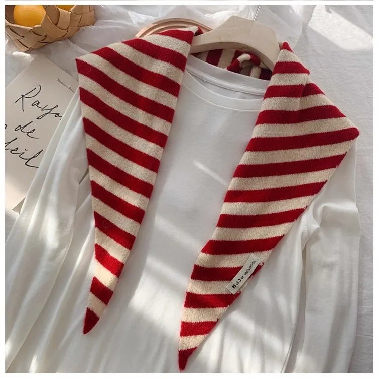 영국식 한국 삼각 스카프 니치 울 삼각 스카프 여성용 헤드스카프 니트 스카프 다기능 따뜻한 니트 스카프