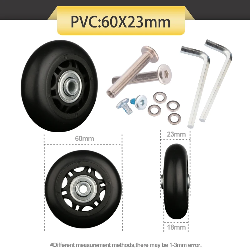 Universal Resistente ao Desgaste Mute Substituição Mala Preta, Trolley Caso Rodízio, Mala Reparação Acessórios, Rodas única