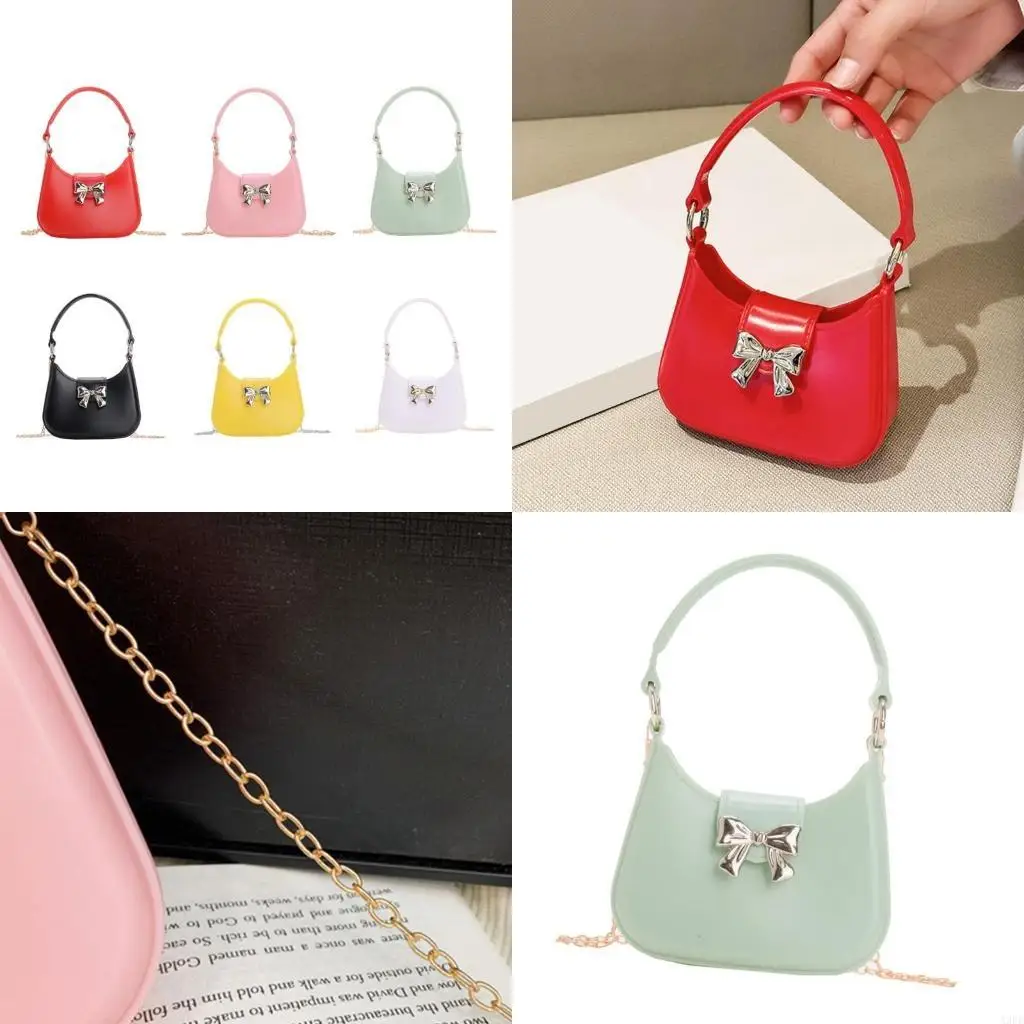 

Women Bows Armpit Bag Handbag Stylish Shoulder Bag with Chain Strap Moon Bag Crossbody Purse