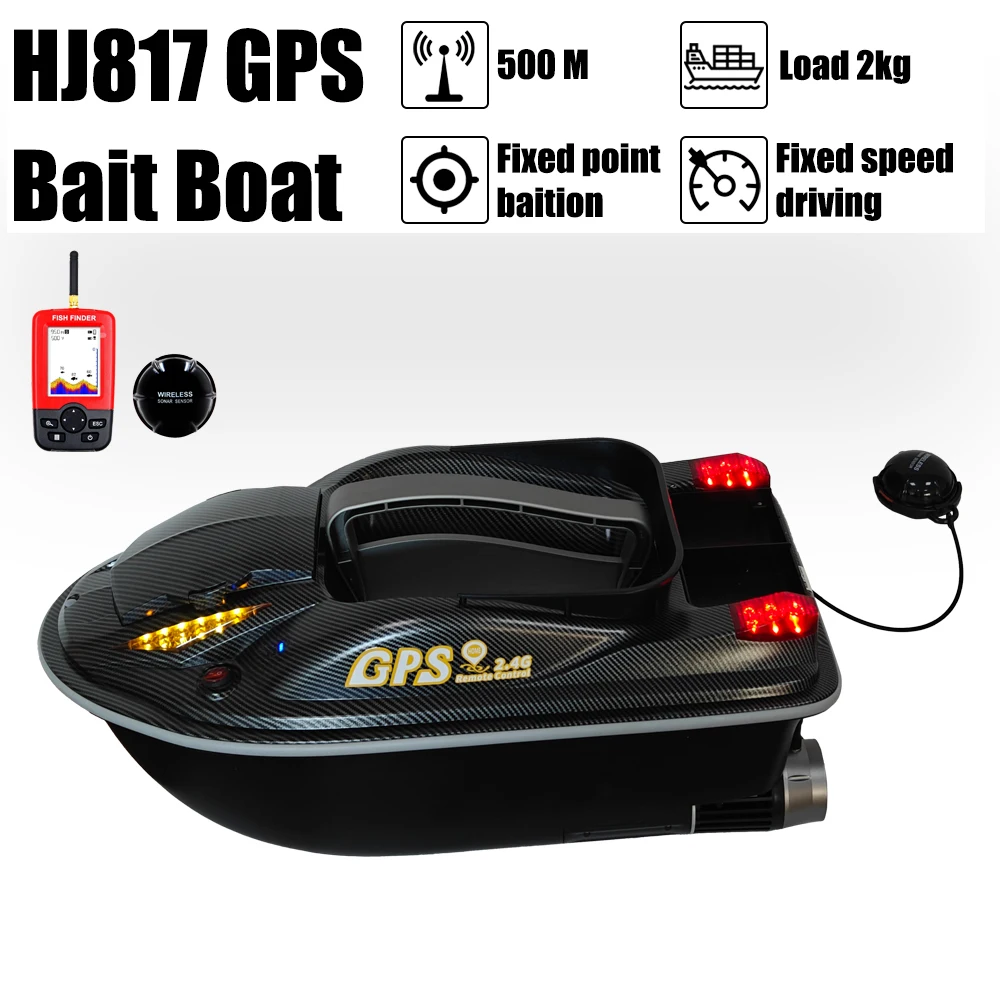 HJ817 500M Intelligent Remote Control RC Boat Bait Positioning Point GPS Fixed Speed Cruising Auto Hopper Closing Unhooking Self