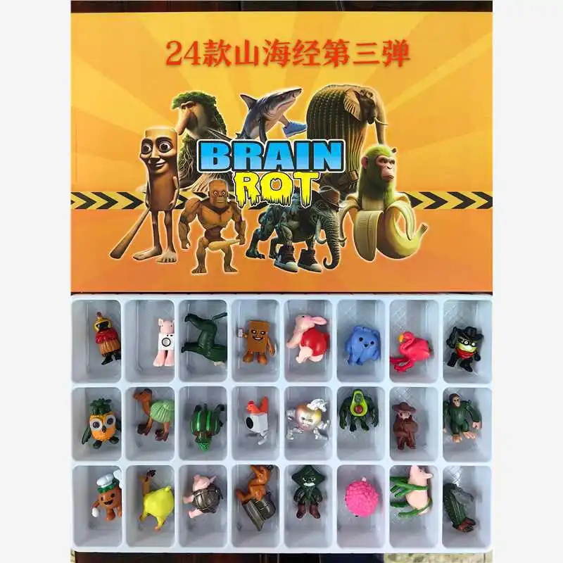

24Pcs Italian Brainrot Tung Sahur Figures Doll Tralalero Tralala Bombardino Crocodilo Shimpanzini Bananini Model Chapter 123 box
