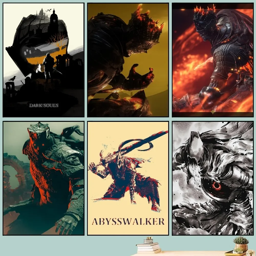 Game D-Dark Souls 3 2 Poster DIY Vintage Movie Poster Wall Art Painting Study Stickers Small Szie Wall Painting