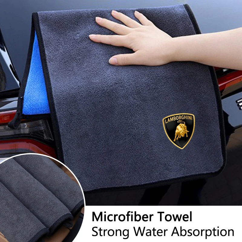 

Наклейка с логотипом автомобиля, эмблема, микрофибровое полотенце для чистки, инструмент для мытья, для Lamborghini Urus Huracan Aventador, премиальные автоаксессуары