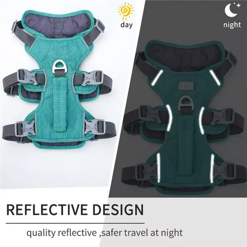 ABZL Explosion-Proof Shock-Absorbing Protective Pet Harness For Small And Large Dogs Reflective Vest-Style Design