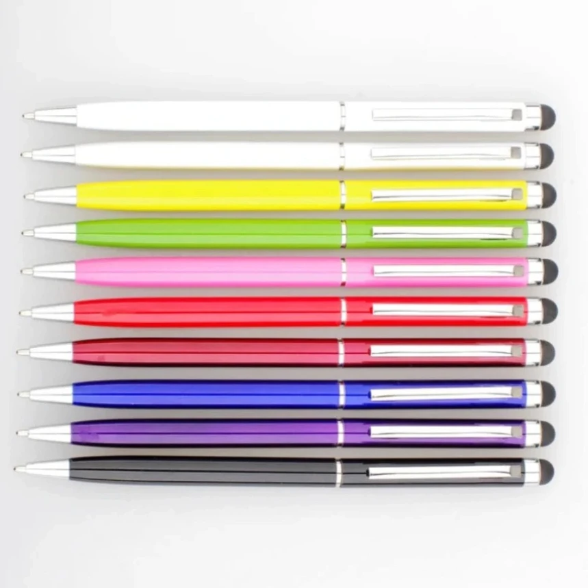 100pcs Universal 2 in 1 Touch Screen Pen Capacitive Stylus With Ball Point Pens for iPhone iPad Samsung Tablet Mobile Phone PC