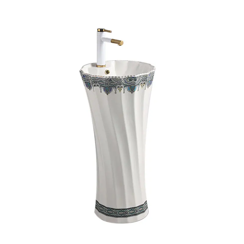 Handmade modern design retro rectangular pedestal basin sink toilet stand, bathroom fancy pattern