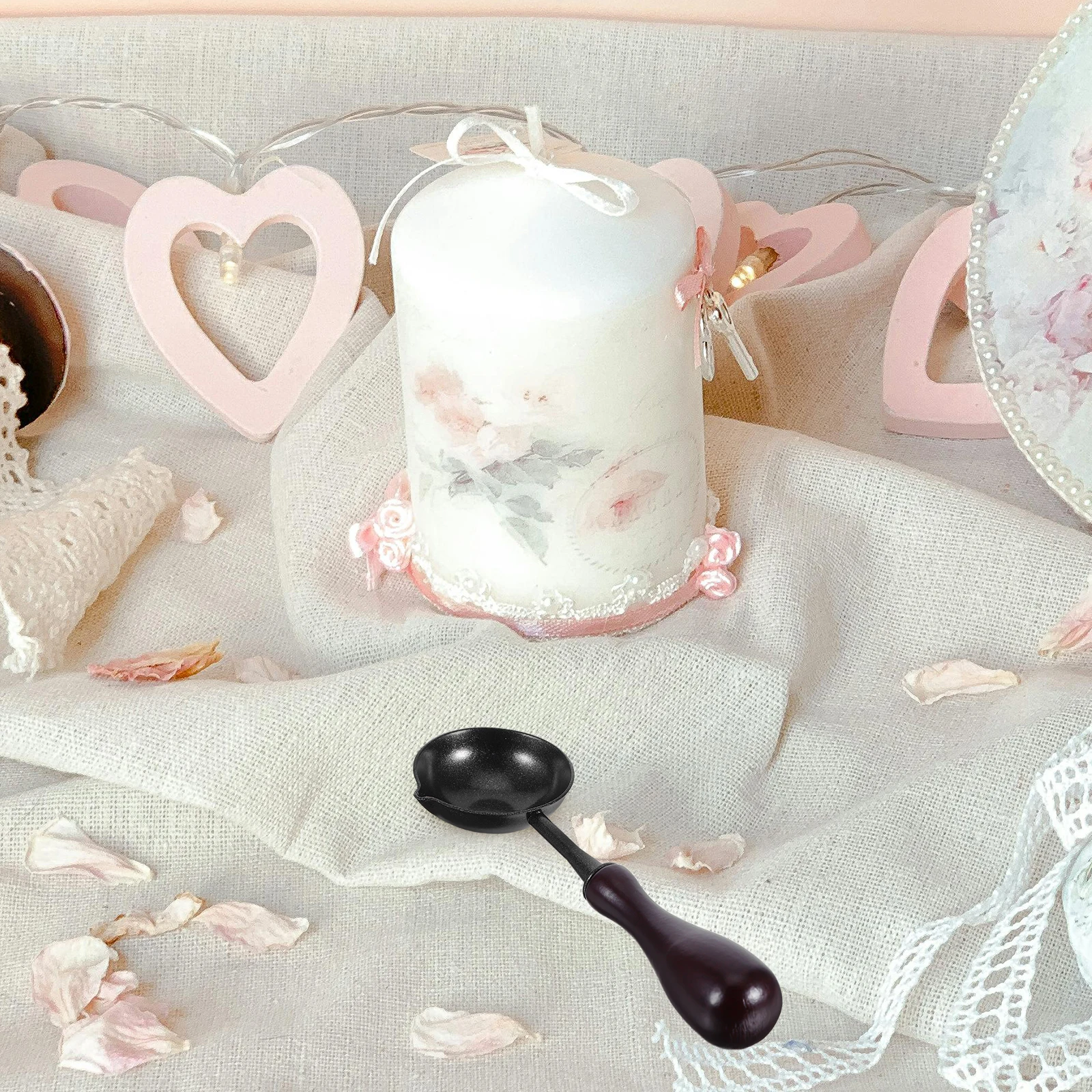 

3 Pcs Spoons Wax Melting Seal Scoop Sealing Tool Wedding Stamp Candles Portable Black with Wooden