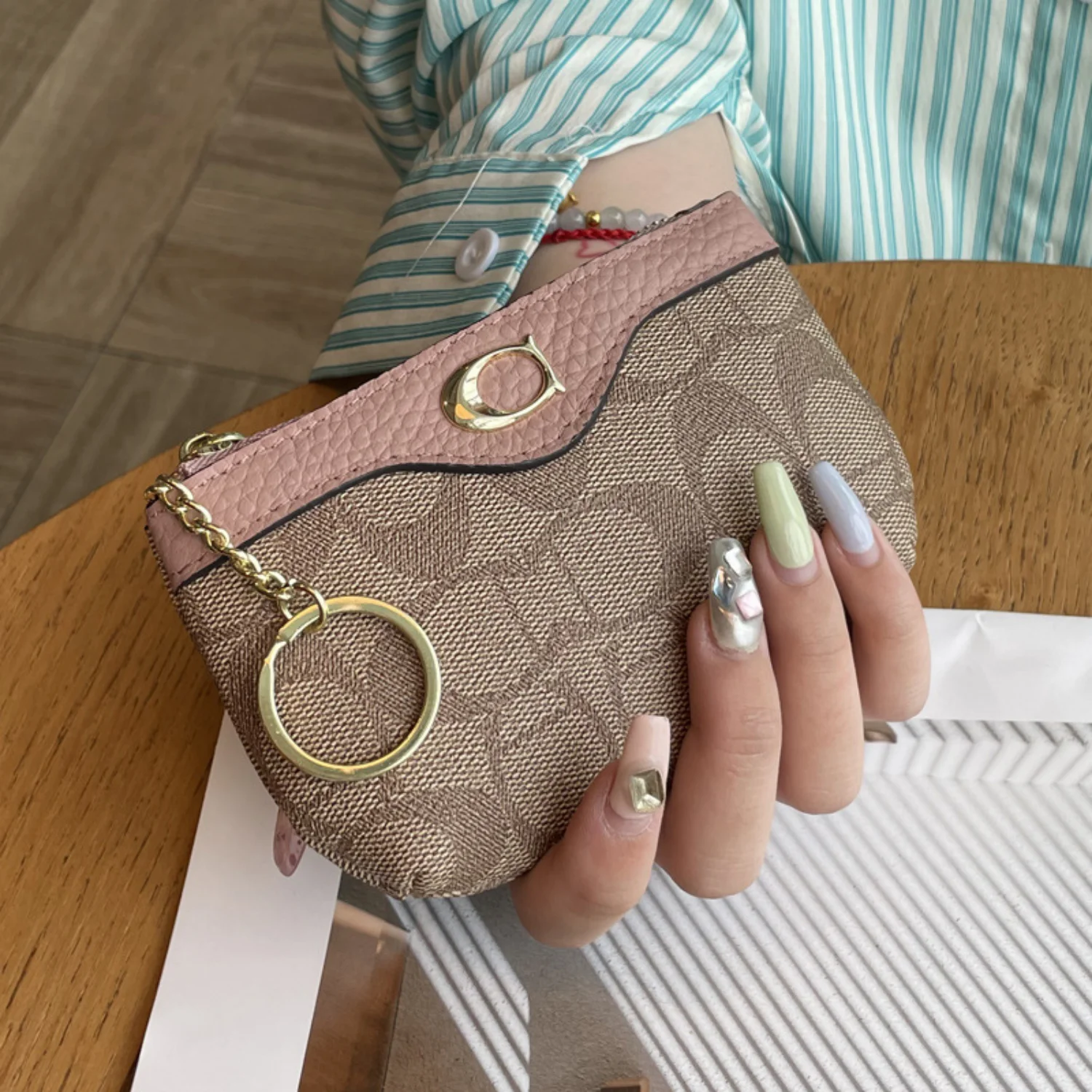 2026 New Classic Luxury Color-Match Handheld Small Wallet for Ladies Mini Wallet Coin Pouch Leather Wallet Credit Card Bag