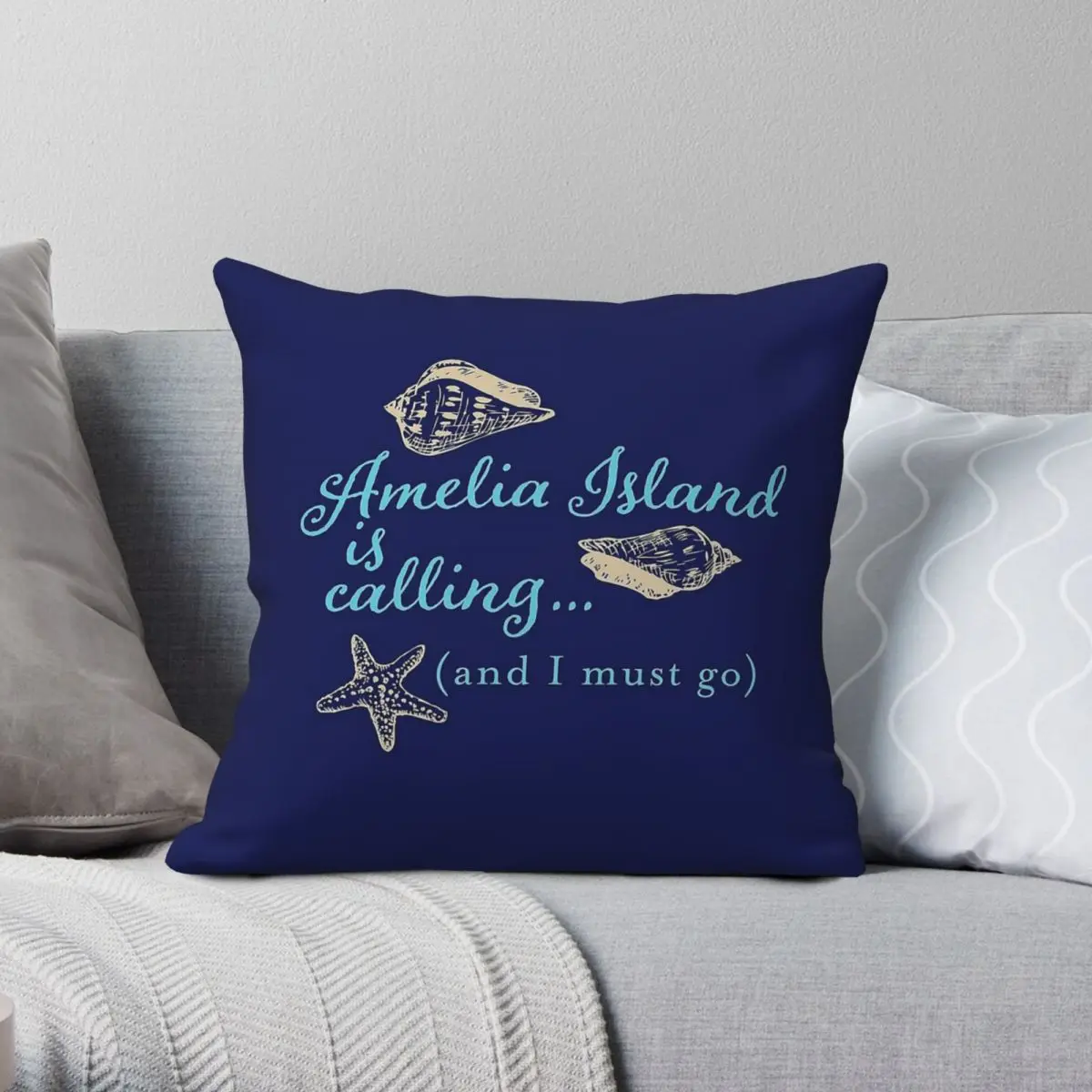 Amelia Island Is Calling Square Pillowcase Polyester Linen Velvet Printed Zip Decorative Pillow Case Sofa Seater Cushion Cover
