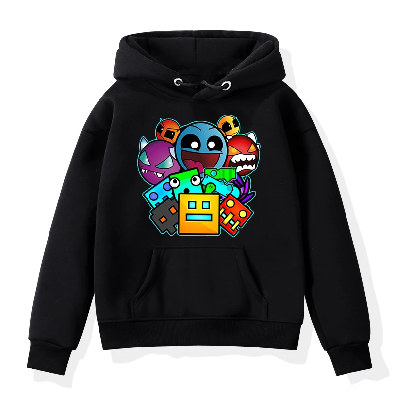 

Anime Geometry Dash Print Hoodies Angry Cartoon Pullover Girls Boys Tracksuit Children Sweatshirts Kids Casual Tops Sudadera