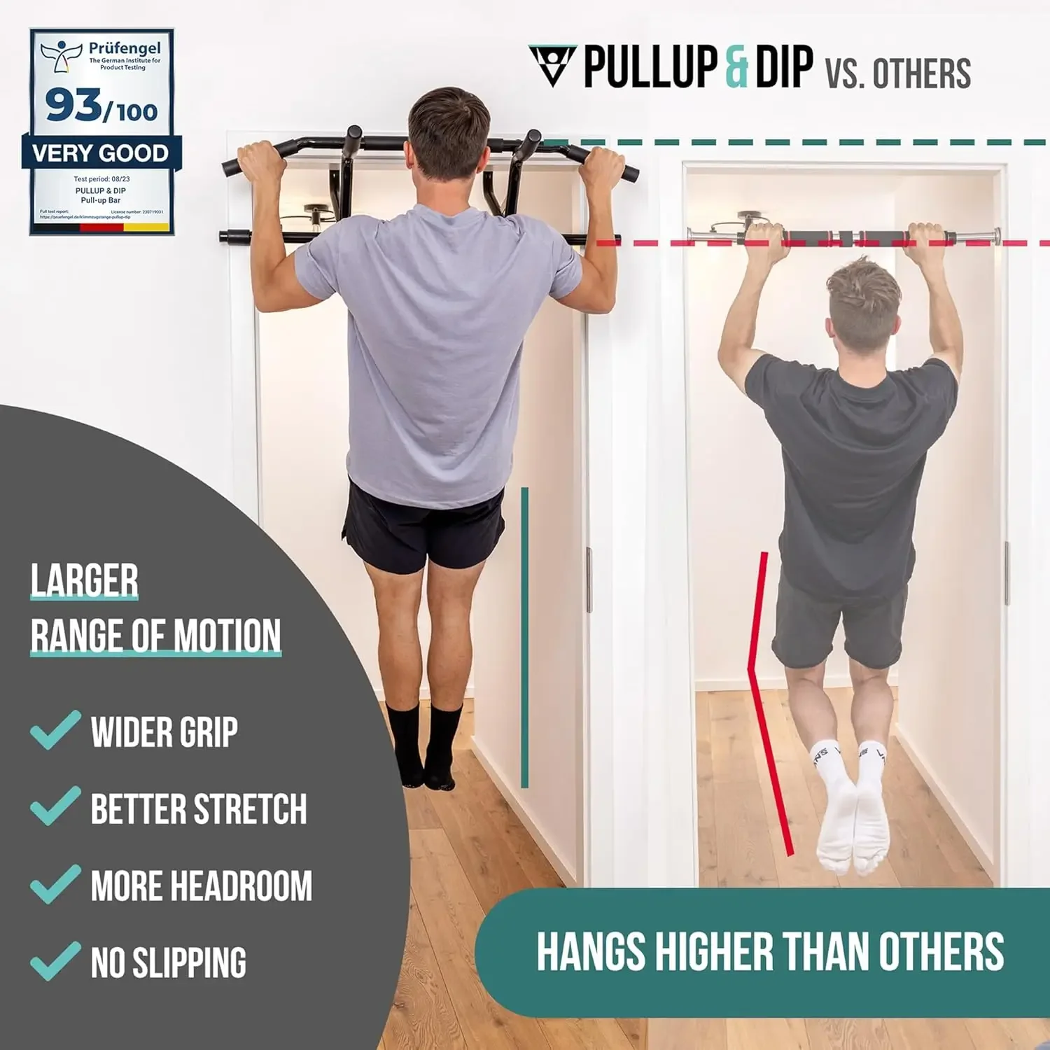 Pull-up bar for door frames for hanging without screws and no slipping, professional door bar, pull-up bar with pad