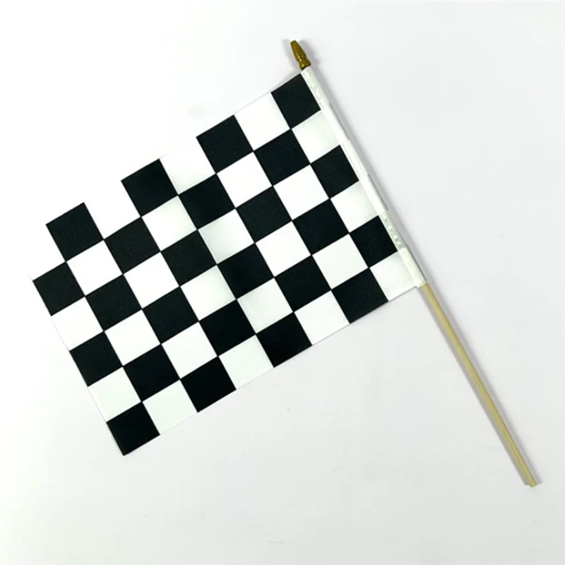 2025 Trend Geruite Zwart-wit Racing Stick Vlag Kleine Mini Handheld Racing Vlag Competitie Vlag (20 Stuks)