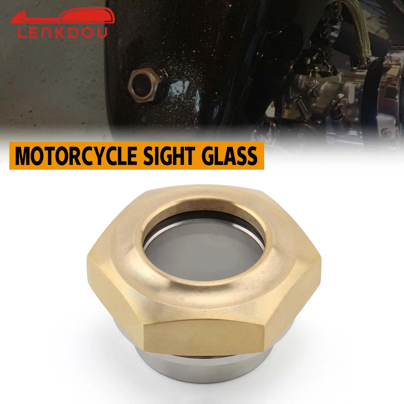 

Motorcycle Brass Sight Glass Fuel Gauge With 3/4” Steel Stepped Flanged Top Moto Accessories Bronze/Silver