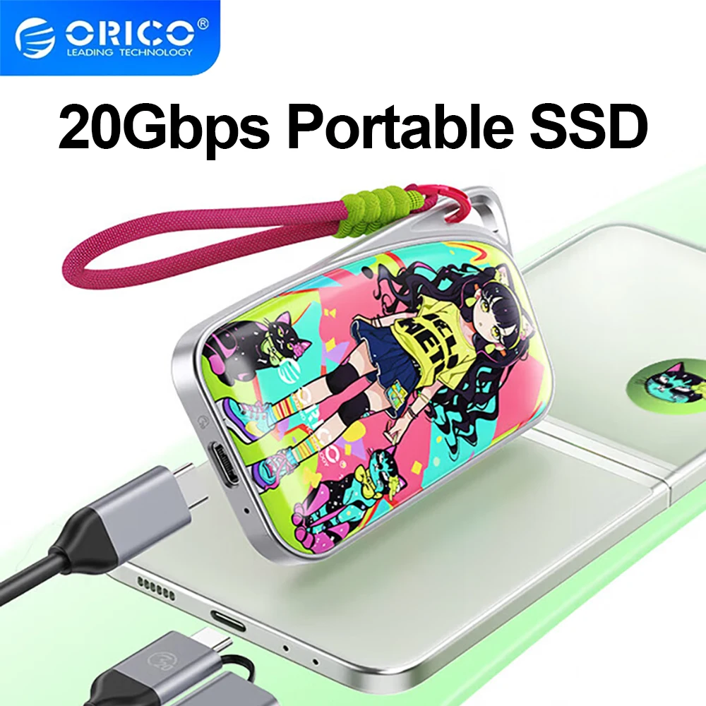 Orico 20gbps tragbares Solid-State-Laufwerk buntes Graffiti Typ-C externes Solid-State-Laufwerk nvme pssd für Laptop-PC-Daten sicherung