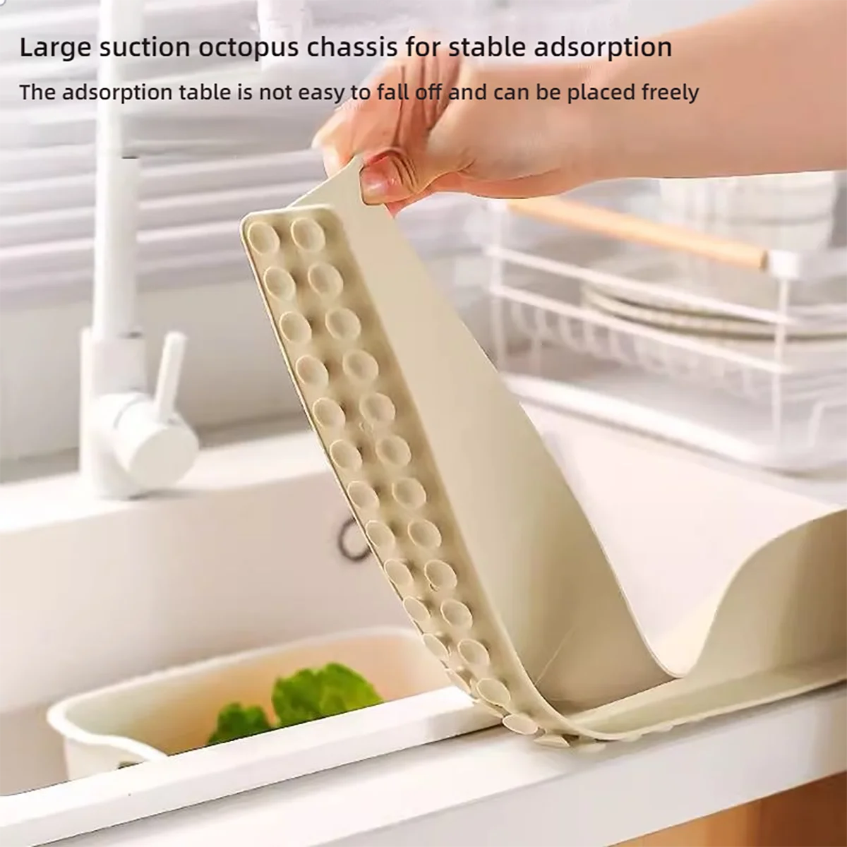 Kitchen Silicone Sink Splash Guard Body Suction Cup Design Flexible Silicone, Easy to Install and Remove, Reusable