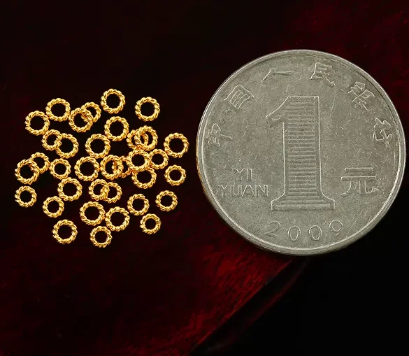 18k gold twisted spacers for beads real gold stoppers for diy jewelry 2.5/2.8mm wholesale