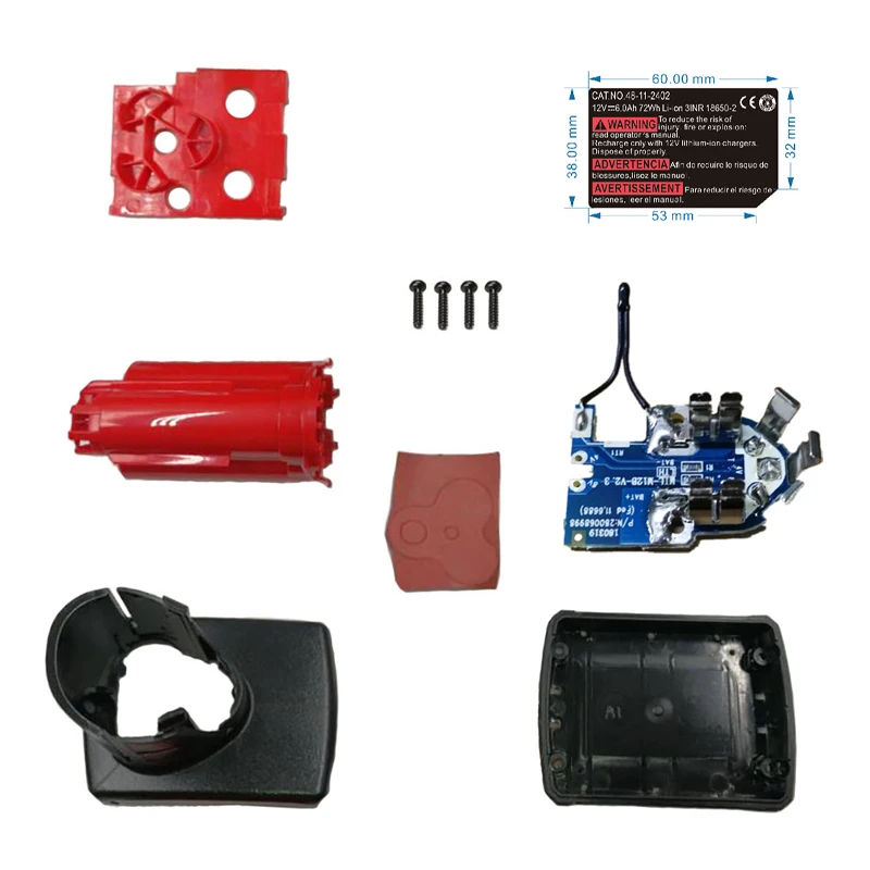 M&12 Li-ion Battery Plastic Case PCB Protection Circuit Board Label Tag For Milwaukee 12V 48-11-2411 Box Housing 6Ah Sticker