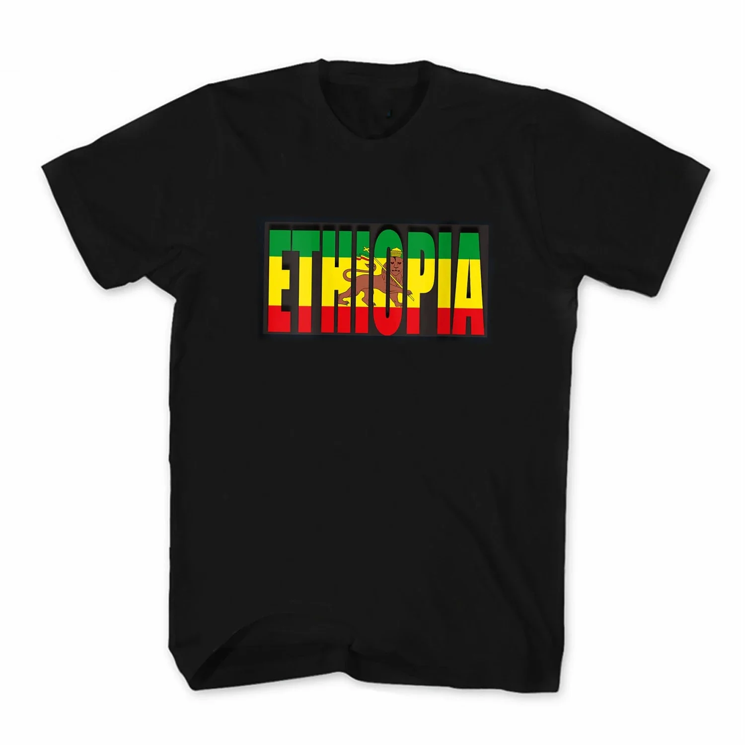 Creative Design Ethiopia Flag Letter Printed T-Shirt. Summer Cotton Short Sleeve O-Neck Mens T Shirt New S-3XL