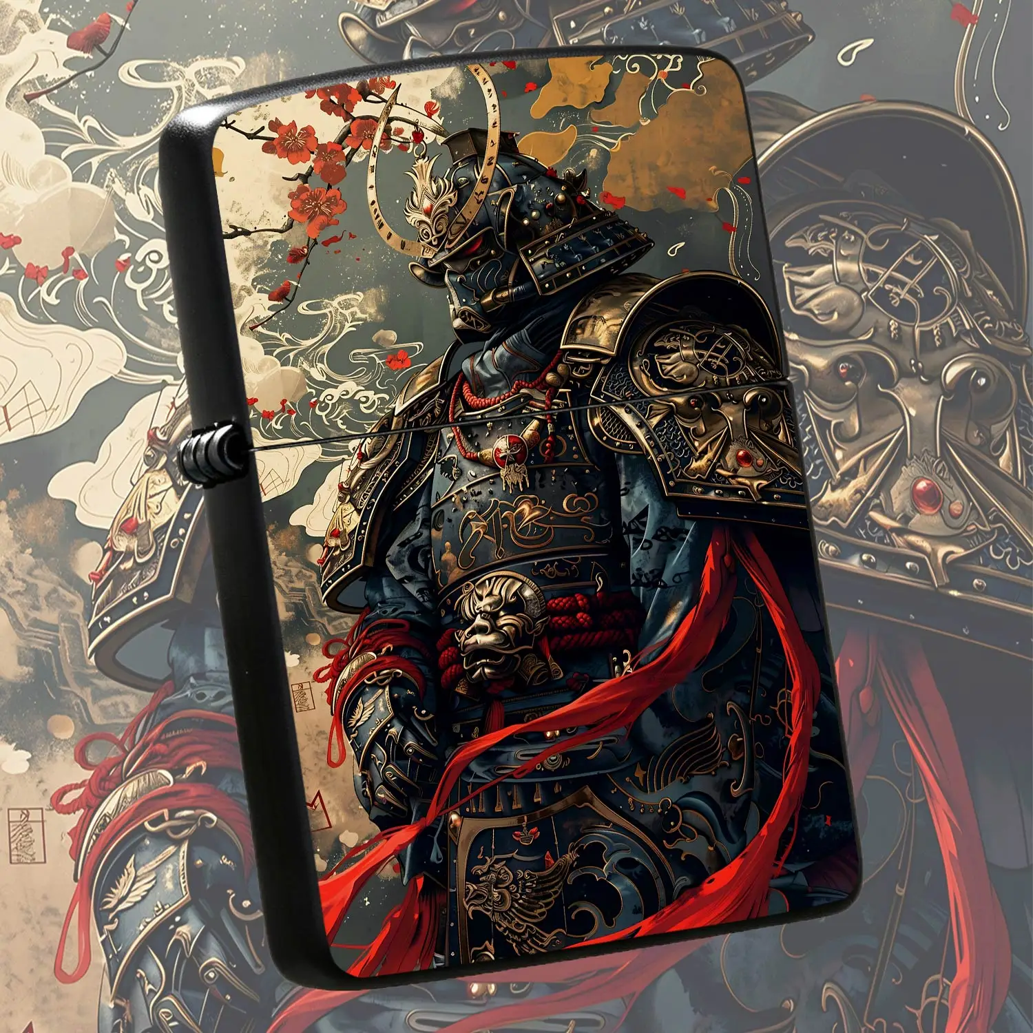 Vintage Ukiyo-E Samurai Pattern Lighter, Exquisite Gilded Blueprint Decor, Portable All-Weather Ignition Tool, Ideal For Daily Use Outdoor Activities, Unique Artistic Gift For Collection Gifting For Men Art Lovers A Humorous And Interesting